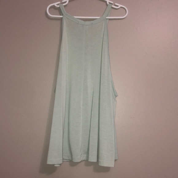 Mint green tank top with lace up front - Picture 2 of 3